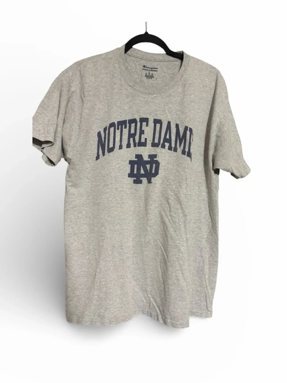 Notre Dame Logo Champion Brand Gray T Shirt Adult Size L - Picture 1 of 2